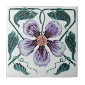 Repro Lila Clematis Deutscher Jugendstil Fliese (Vorderseite)