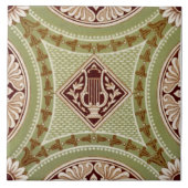 Repro Minton 1882 Neoklassische Lyre Green Print Fliese (Vorderseite)