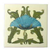 Repro Minton Art Nouveau Keramik Blauer Flora Fliese (Vorderseite)