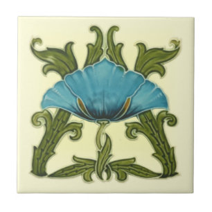 Repro Minton Art Nouveau Keramik Blauer Flora Fliese