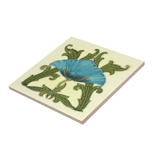 Repro Minton Art Nouveau Keramik Blauer Flora Fliese (Seite)
