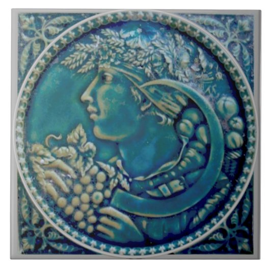Repro Minton Hollis Traubenernte Bacchus Majolica Fliese (Vorderseite)