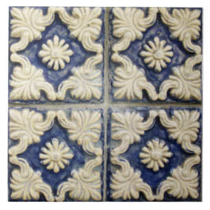 Repro Portugal Imitats Relief Blue Floral Tile Fliese