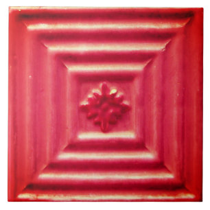 Repro Portugal Imitats Relief Red Floral Tile Fliese