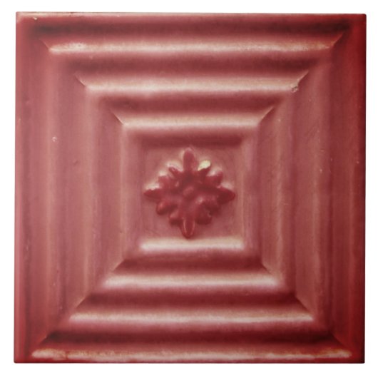 Repro Portugal Imitats Relief Red Floral Tile Fliese (Vorderseite)