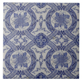 Repro Portugiesisch Blue Geometric Azulejos Floral Fliese