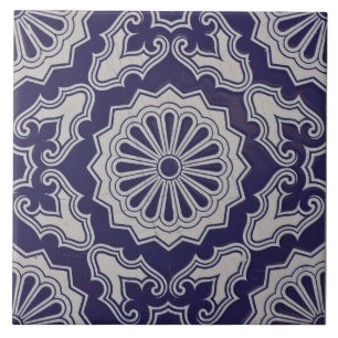 Repro Portugiesisch Blue Geometric Azulejos Floral Fliese
