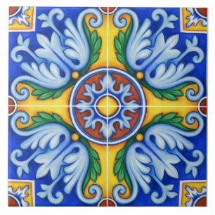 Repro Portugiesisch Blue Geometric Azulejos Floral Fliese
