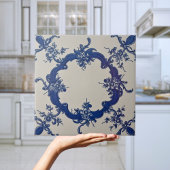 Repro Portugiesisch Blue Geometric Azulejos Floral Fliese