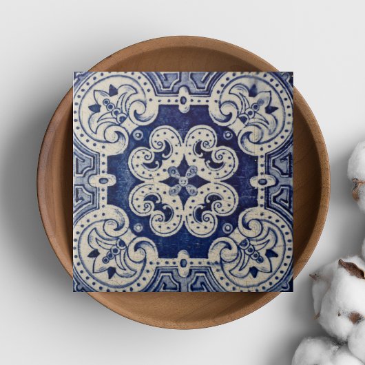 Repro Portugiesisch Blue Geometric Azulejos Floral Fliese