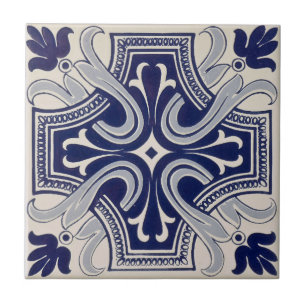 Repro Portugiesisch Blue Geometric Azulejos Floral Fliese