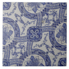Repro Portugiesisch Blue Geometric Azulejos Floral Fliese