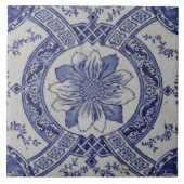 Repro Portugiesisch Blue Geometric Azulejos Floral Fliese (Vorderseite)