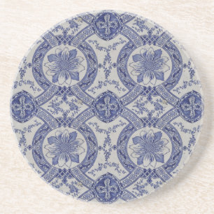 Repro Portugiesisch Blue Geometric Azulejos Floral Getränkeuntersetzer