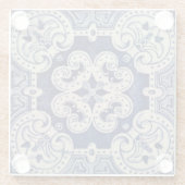 Repro Portugiesisch Blue Geometric Azulejos Floral Glasuntersetzer (Rückseite)