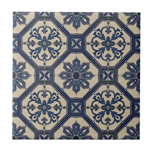 Repro Portugiesisch Blue Geometric Azulejos Tile Fliese (Vorderseite)