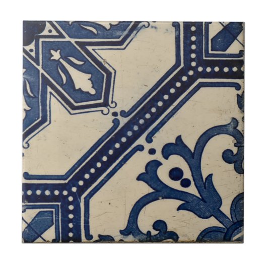 Repro Portugiesisch Blue Geometric Azulejos Tile Fliese (Vorderseite)
