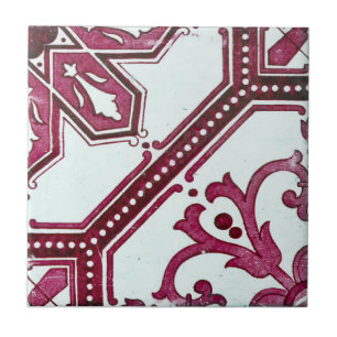 Repro Portugiesisch Burgundy Geometric Azulejos Ti Fliese