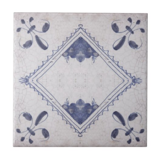 Repro Portugiesisch Floral Blue Azulejos Tile Fliese (Vorderseite)