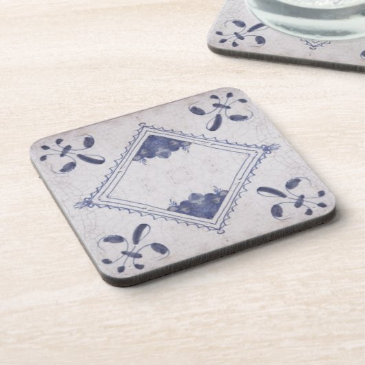 Repro Portugiesisch Floral Blue Azulejos Tile Getränkeuntersetzer (Linke Seite)