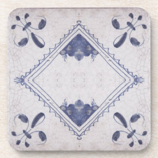 Repro Portugiesisch Floral Blue Azulejos Tile Getränkeuntersetzer (Vorderseite)