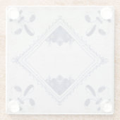 Repro Portugiesisch Floral Blue Azulejos Tile Glasuntersetzer (Rückseite)