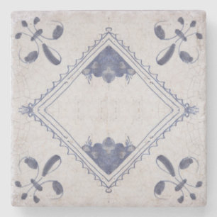 Repro Portugiesisch Floral Blue Azulejos Tile Steinuntersetzer