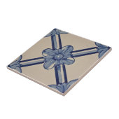 Repro Portugiesische Blume Blaue Geometrie Azulejo Fliese (Seite)