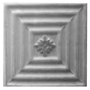 Repro Portugiesische Faux-Relief Graue Blumenflies Fliese