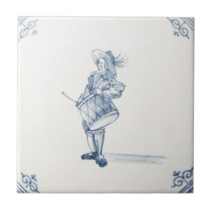 Repro portugiesischer Drummer Blue Azulejos Tile Fliese