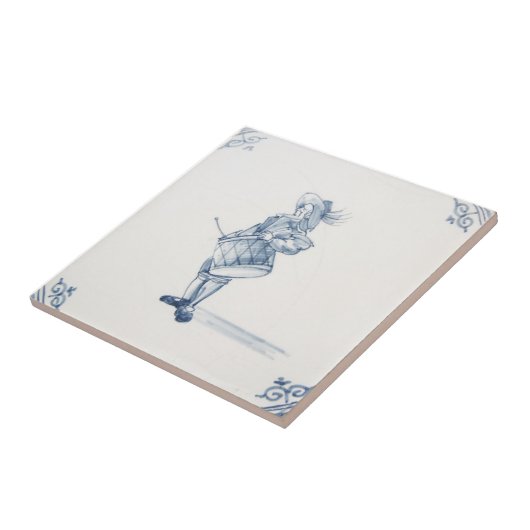 Repro portugiesischer Drummer Blue Azulejos Tile Fliese (Seite)