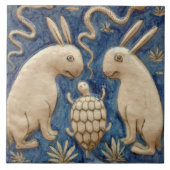 Repro Spanish Animal Rabbit Tortoise Blue Tile Fliese (Vorderseite)
