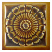 Repro Spanish Azulejos Mustard Floral Tile Fliese (Vorderseite)