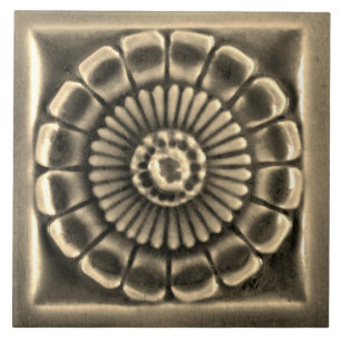 Repro Spanish AzulejosFaux relief Gray Floral Tile Fliese