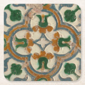 Repro Spanish Geometric Azulejos Floral Rechteckiger Pappuntersetzer (Vorderseite)