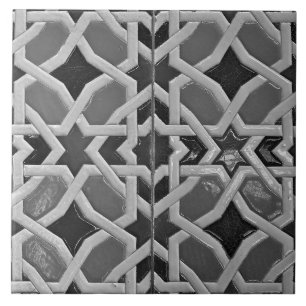 Repro Spanish Geometric Azulejos Gray Fliese