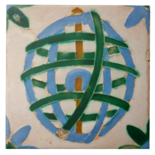 Repro Spanish Geometric Azulejos Green Blue Fliese