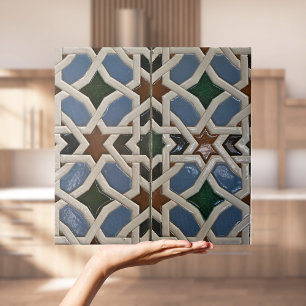 Repro Spanish Geometric Azulejos Green Blue Tile Fliese