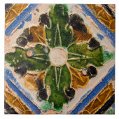 Repro Spanish Geometric Azulejos Green Blue Tile Fliese (Vorderseite)