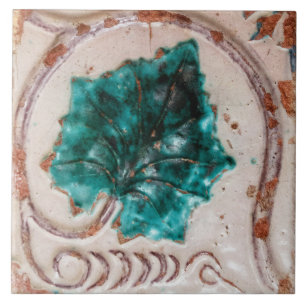 Repro Spanish Geometric Azulejos Green Leaf Floral Fliese