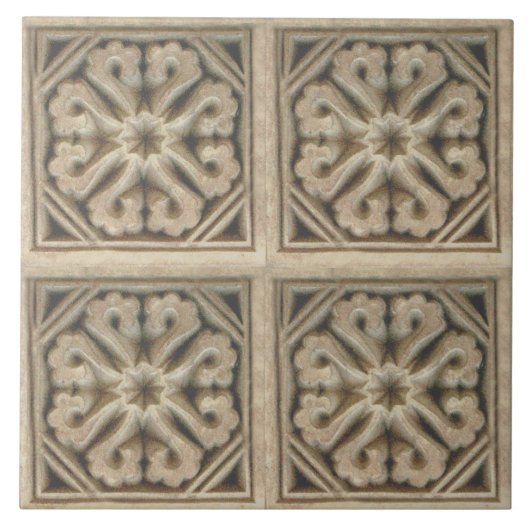 Repro Spanish Maure Floral Pattern Imitate relief  Fliese (Vorderseite)