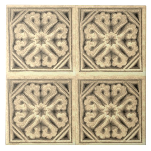 Repro Spanish Maure Floral Pattern Imitate relief  Fliese (Vorderseite)