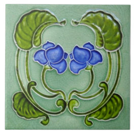 Repro Symmetrie Art Nouveau Blue Green Floral Fliese