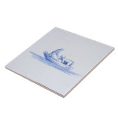 Repro Traditioneller Fischer auf dem Schiff Delft Fliese (Seite)