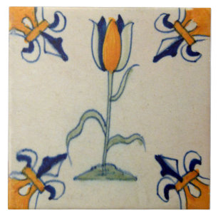Repro Traditioneller Gelber Tulip Delft Tile Fliese