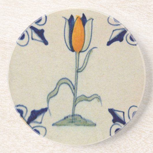 Repro Traditioneller Gelber Tulip Delft Tile Getränkeuntersetzer (Vorne)