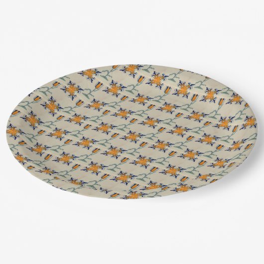 Repro Traditioneller Gelber Tulip Delft Tile Pappteller (Schrägansicht)
