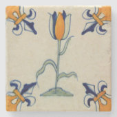 Repro Traditioneller Gelber Tulip Delft Tile Steinuntersetzer (Vorderseite)