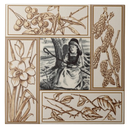 Repro Viktorianisch Bo Peep Kinderzimmer Rhyme Tra Fliese (Vorderseite)