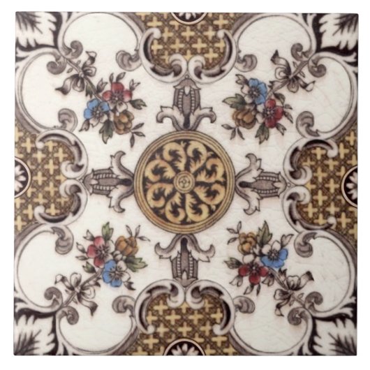 Repro Viktorianisch Englisch Quefolienflorübertrag Fliese (Vorderseite)